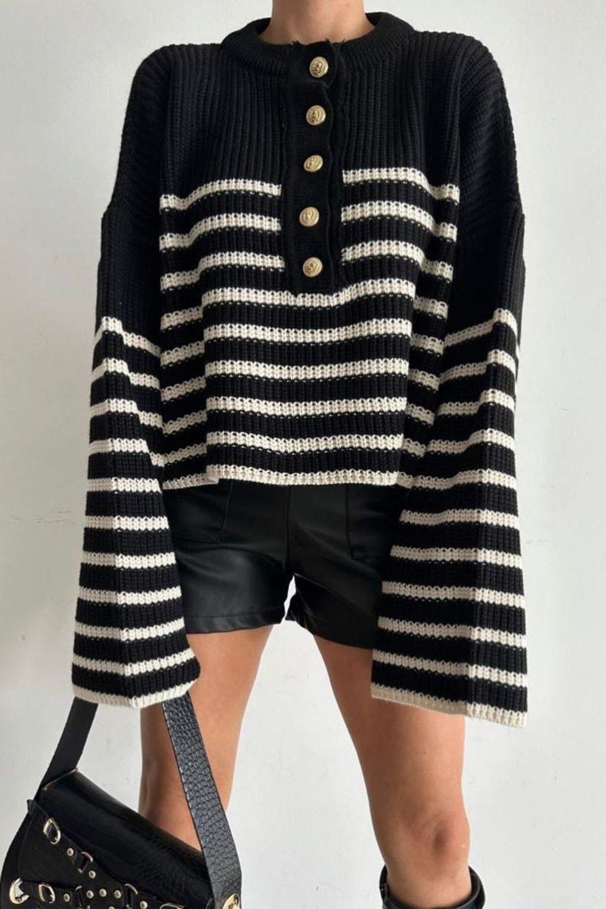Madmext Pullover Schwarz Oversized Fast ausverkauft