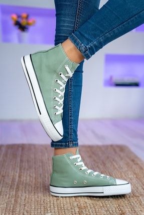 Kadın Yeşil Convers Bilekli Spor Sneaker Blk4567