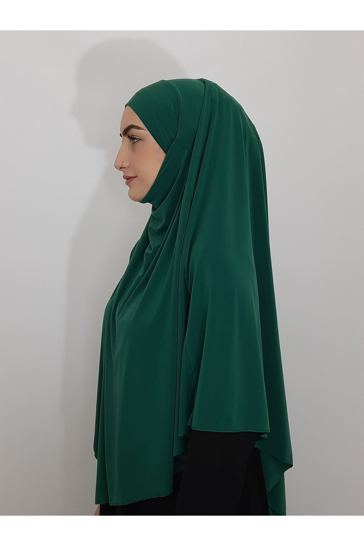 nazenin export-Ready Suffle Bagged Practical Capeli Large Scarf Khimar Green Color 7