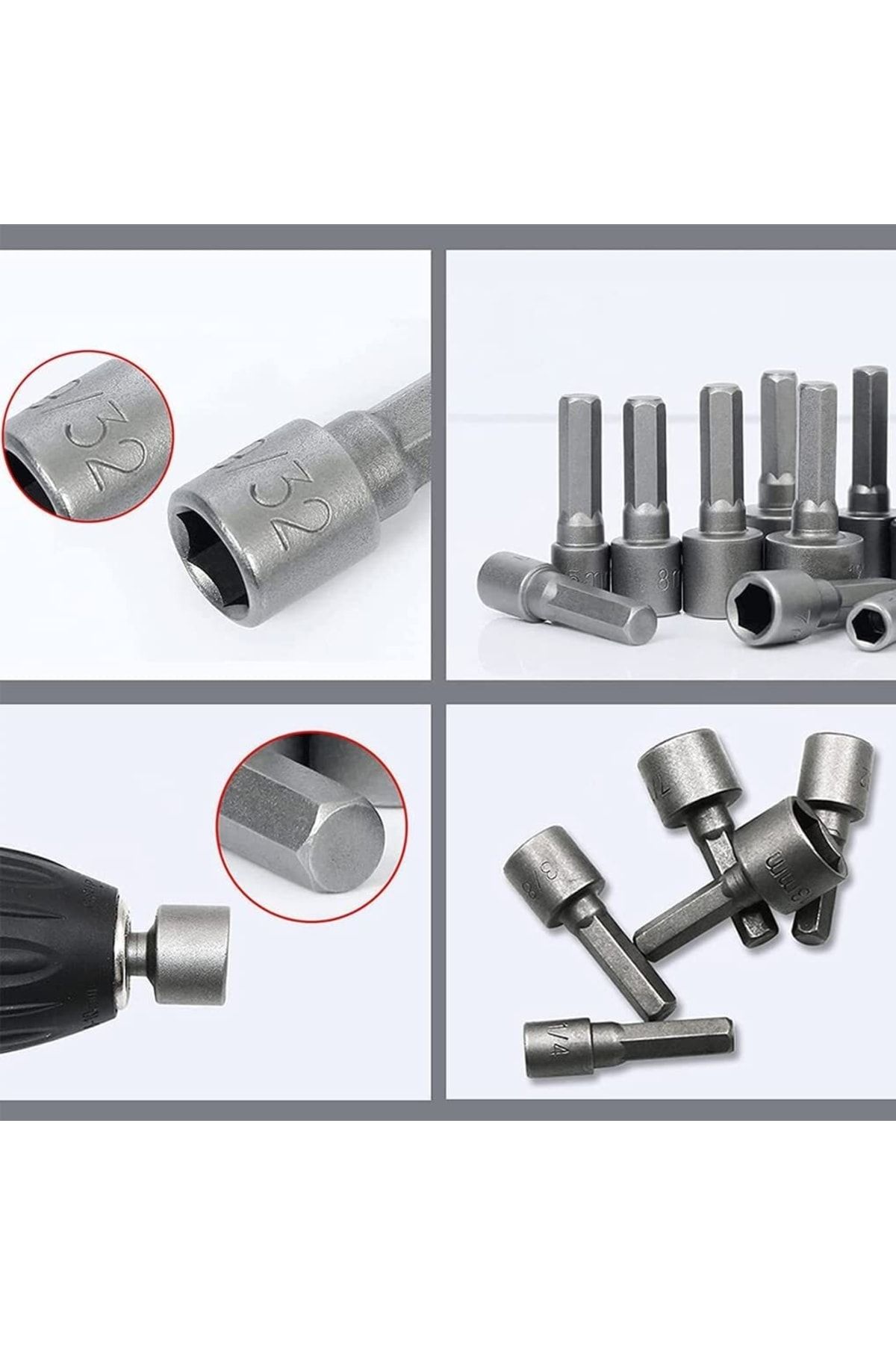 Depolife-Nut Extractor Bits Socket Set 1/4" Thread Metric Adapter Drill Bit 5 To 13mm Hex Shank 9 Pieces 5