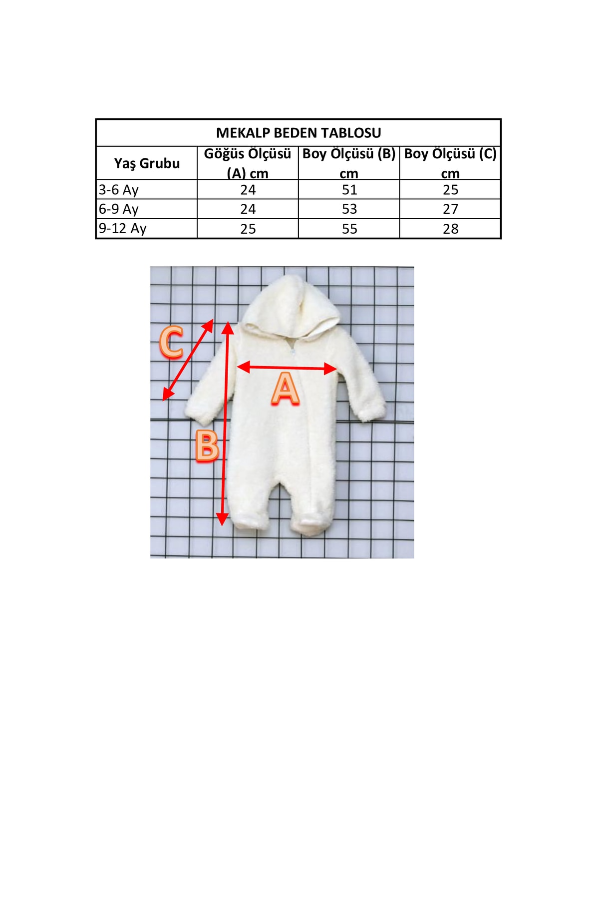 MEKA Lp Global Fermuarlı Kışlık Peluş Bebek Tulum fotoğrafı 2 (önizleme)