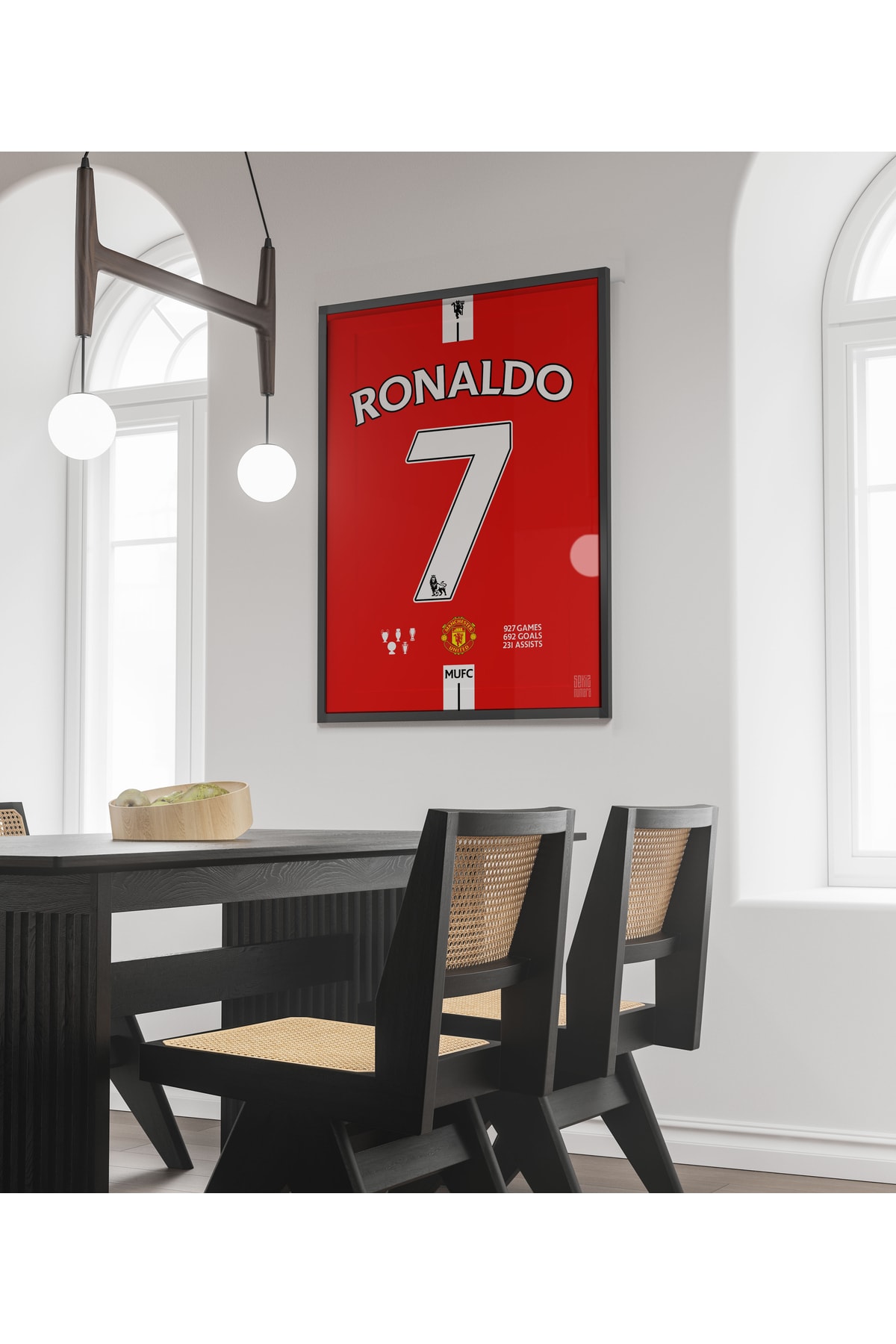 Sekiz Numara Cristiano Ronaldo Manchester United Forma Poster Tablo