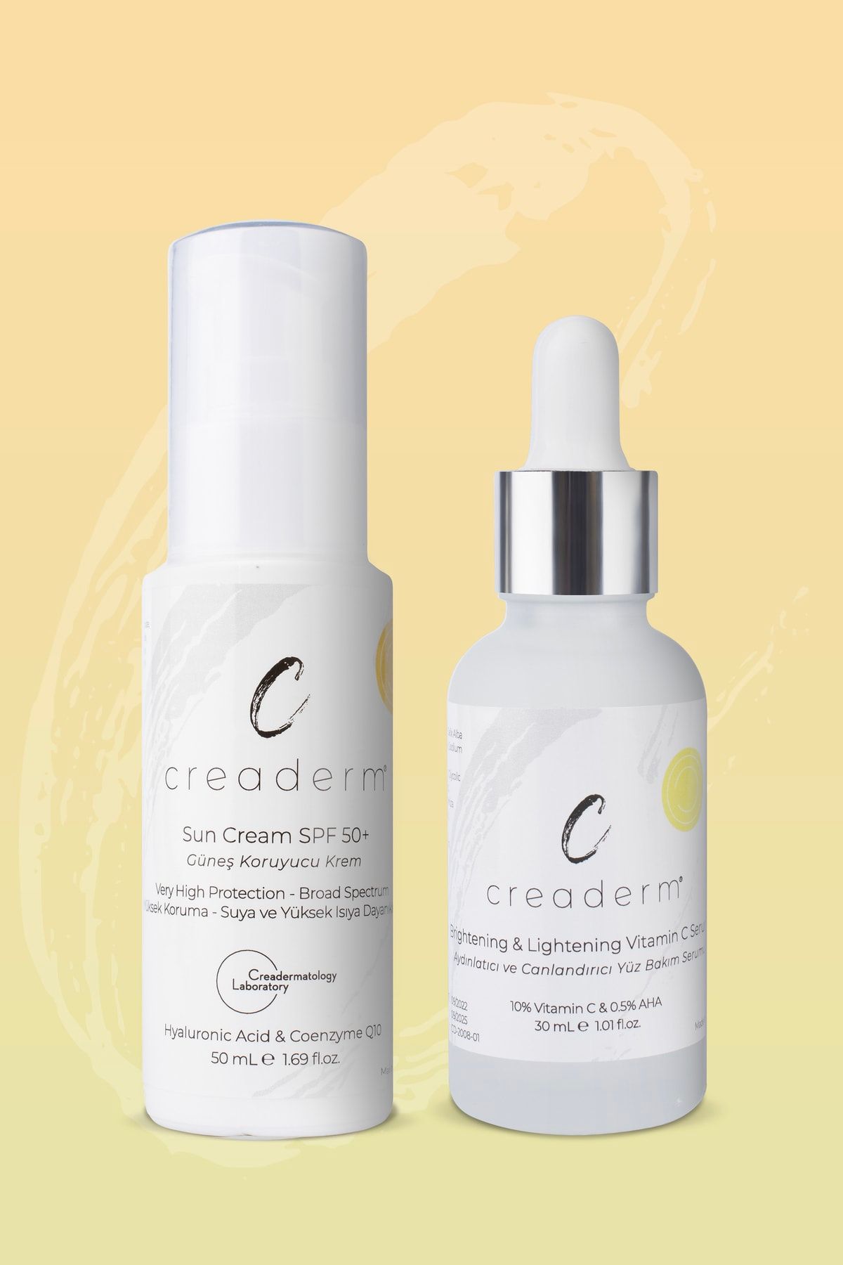 ست احیا کننده روشن کننده کرم ضد آفتاب Creamspf 50 و ویتامین C CREADERM