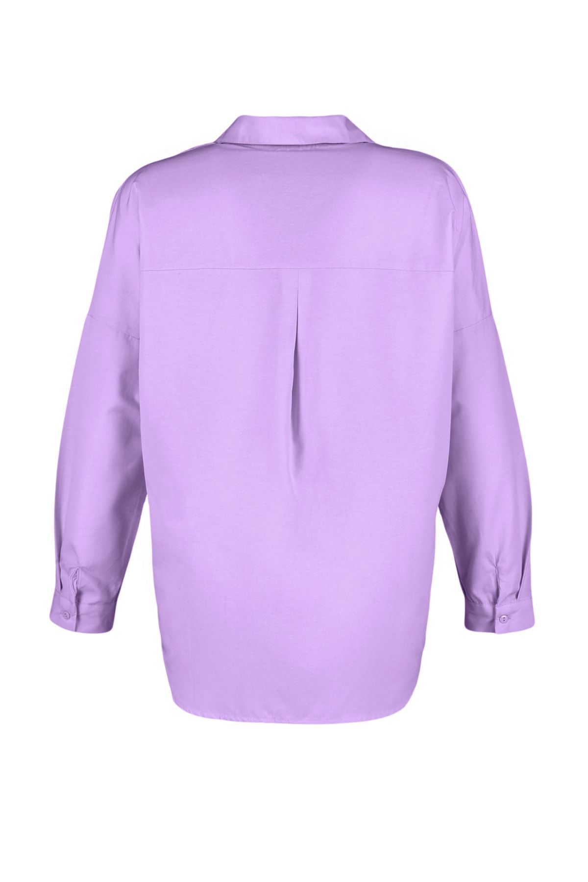 Trendyol Collection-Fioletowa koszula oversize z tkaniny bawełnianej - szeroki krój TWOSS22GO0669 9