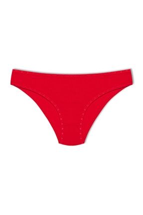 Kırmızı Pamuklu Kalpli Lastik Basic Bikini Kadın Külot KU5665