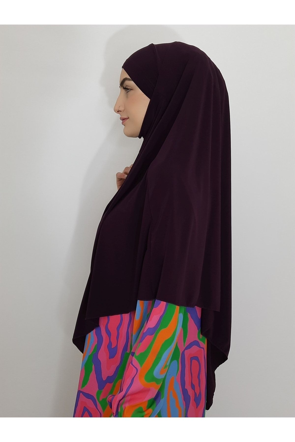 R&S modibone-Souffle Ready Tied Peceli Large Scarf Hıjap Plum Suitable for Hajj and Umrah 2