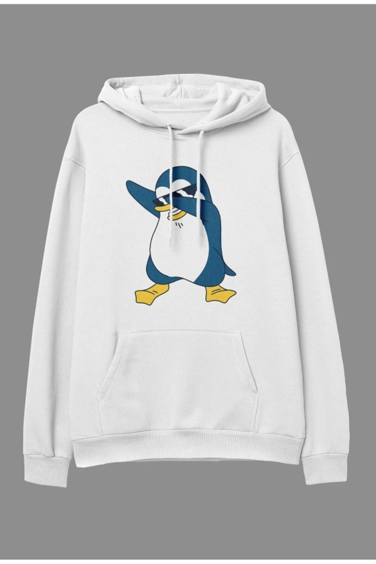 zip moda Fun Dancing Penguin Printed Hoodie Unisex Sweatshirt