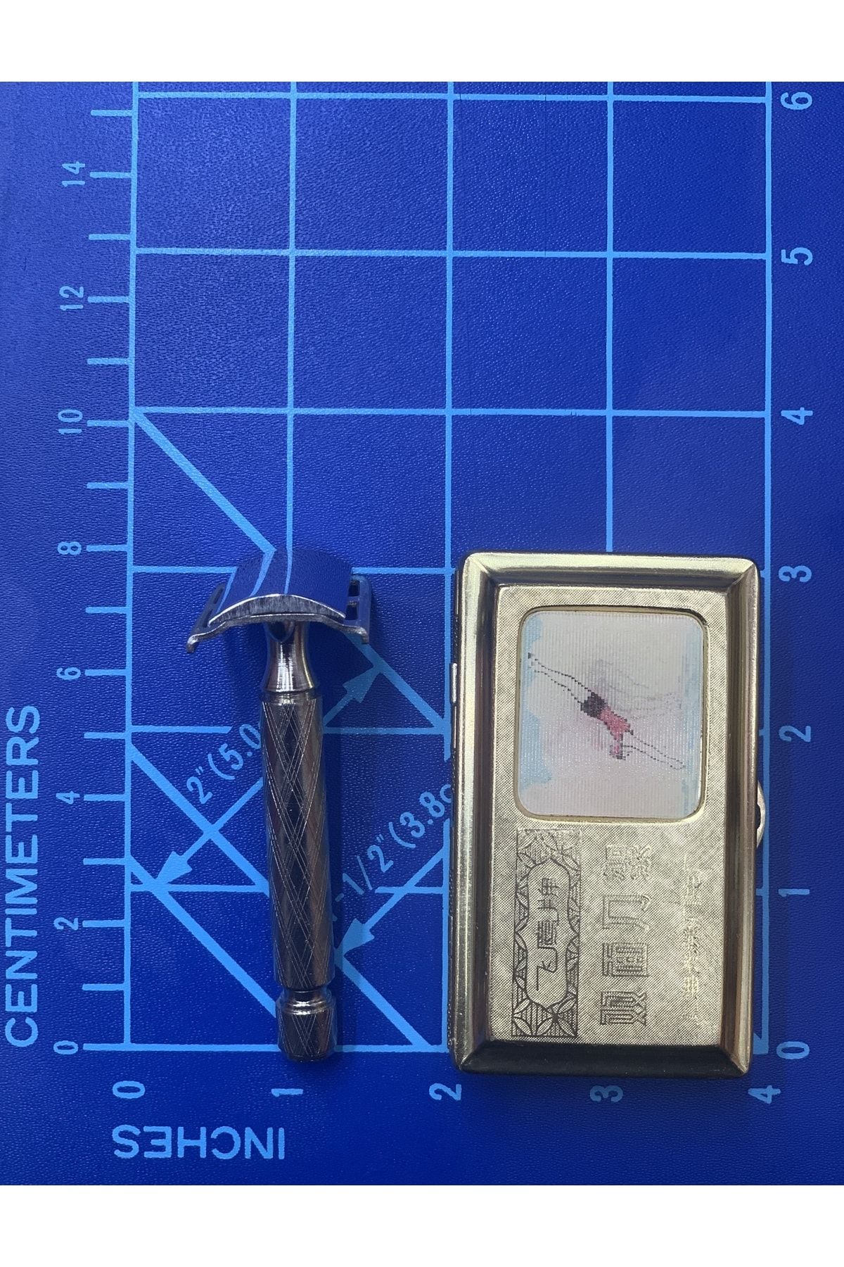 Sorendy Mini Katlanabilir Seyahat Tipi Alüminyum Kutulu Vintage Eski Görünümlü Geleneksel Tıraş Makinesi VB10926
