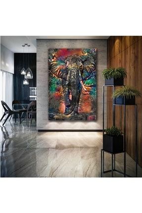 Renkli Fil Art Hayvan Afrika Kanvas Tablo T1010704