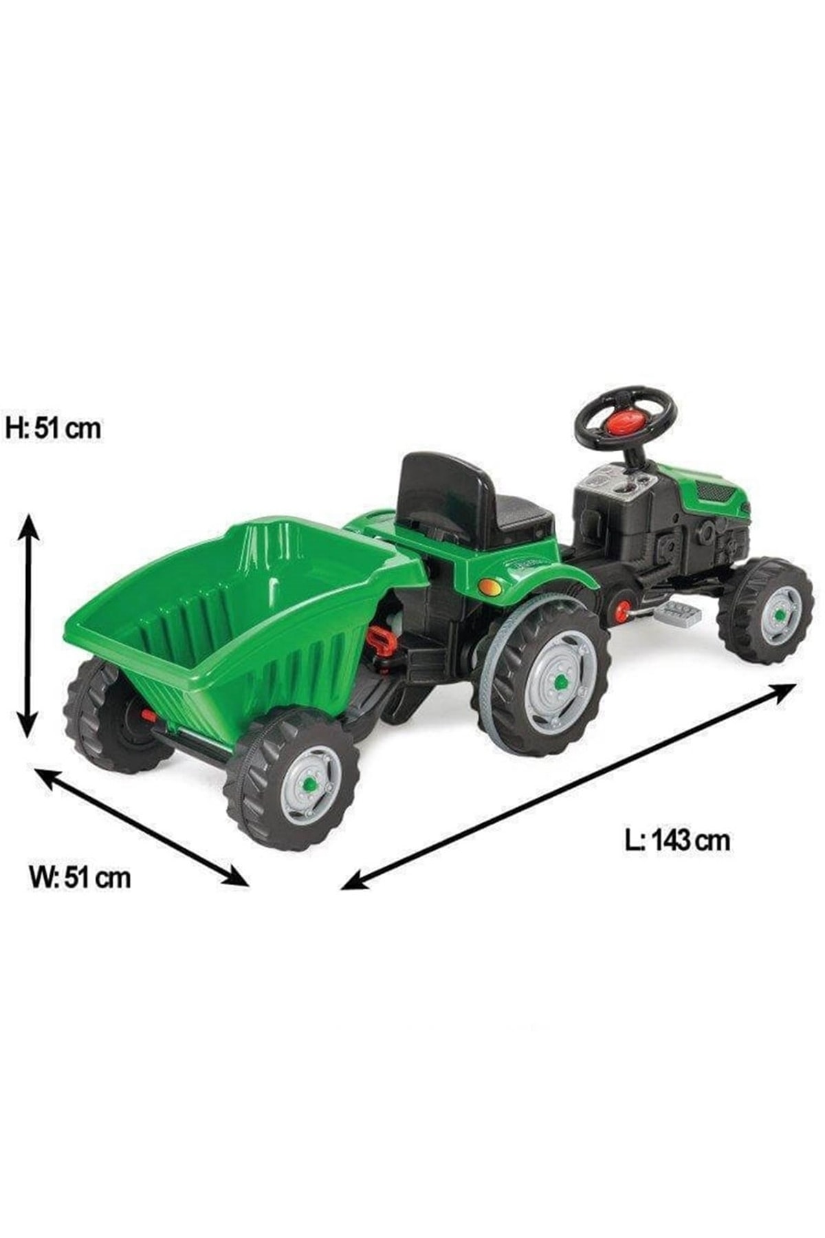 PİLSAN Active Traktör Römorklu Pedallı Yeşil fotoğrafı 2 (önizleme)