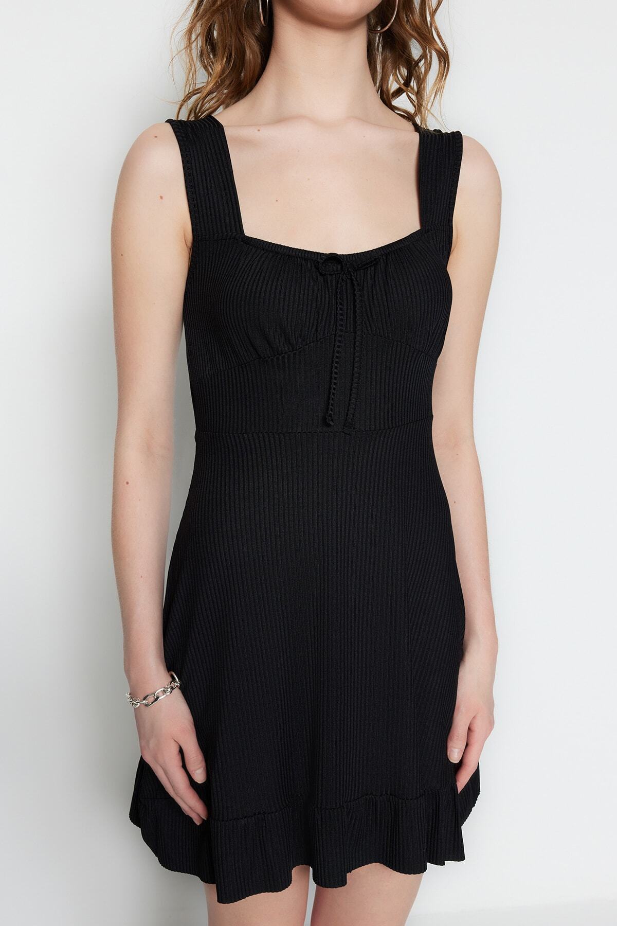 Trendy A-line Örme Midi Elbise