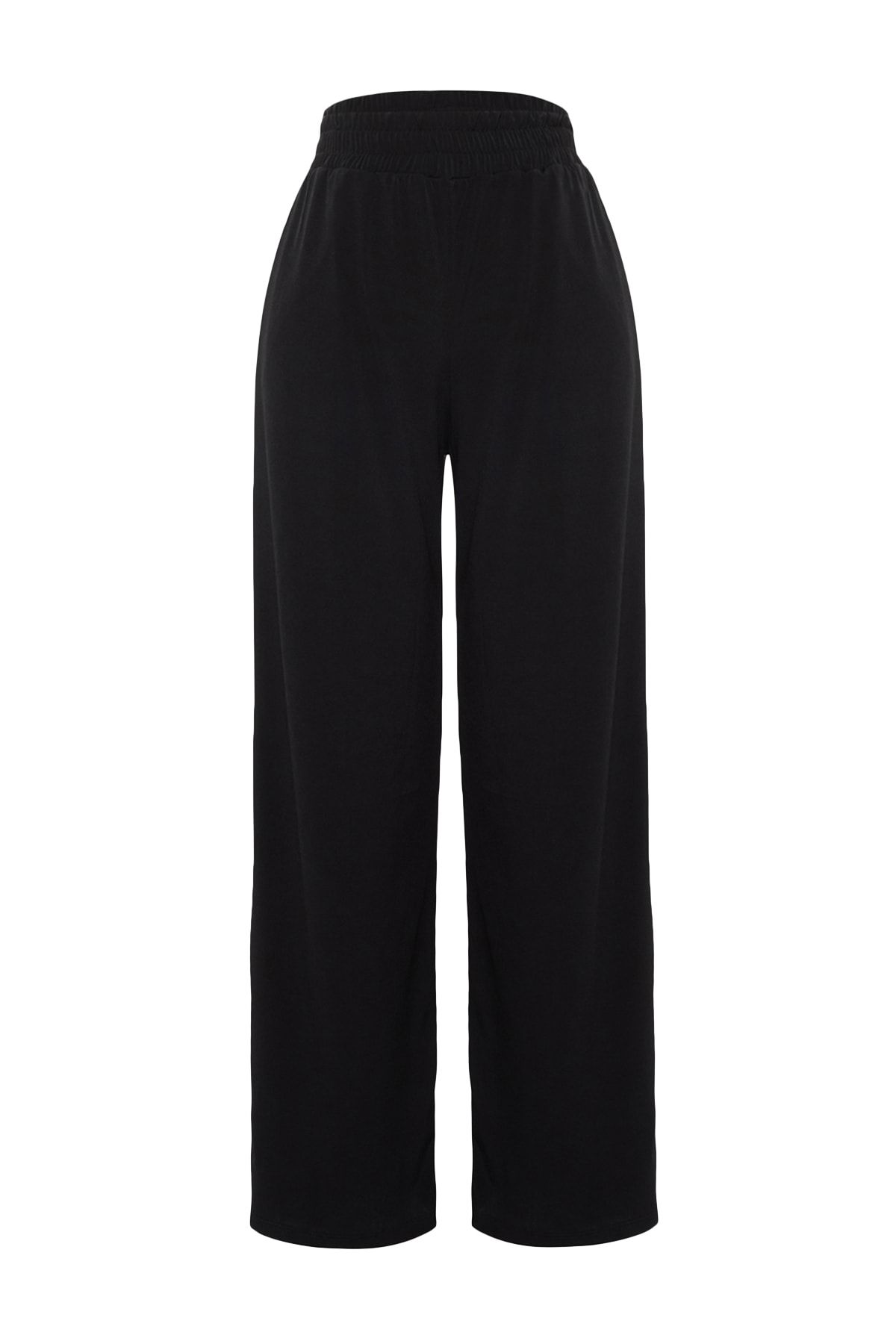 Trendyol Collection Black Wide Leg/Relaxed Cut High Waist Stretchy ...