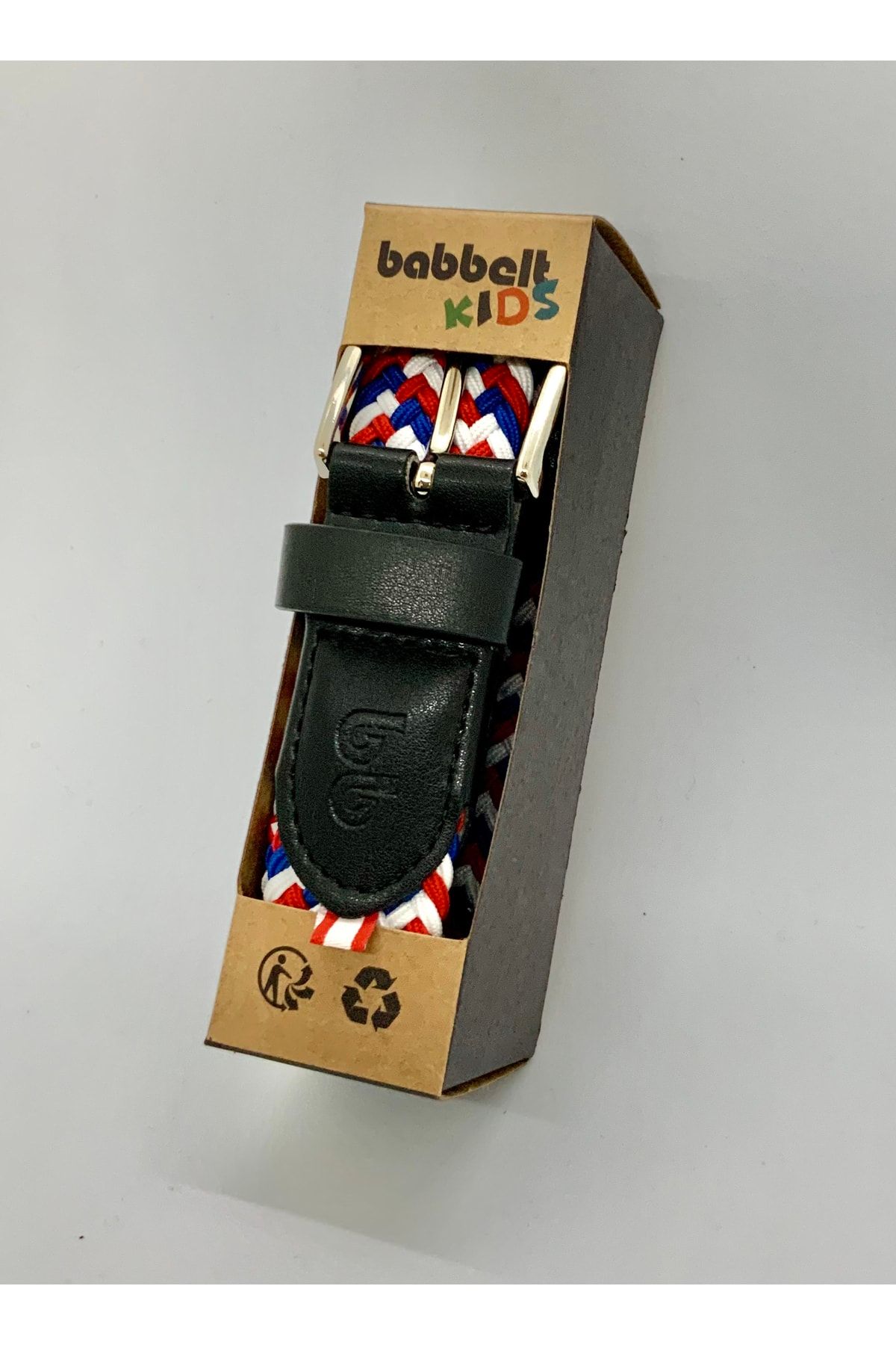 babbelt-حزام أطفال محبوك مرن Saks-أحمر-أبيض 5
