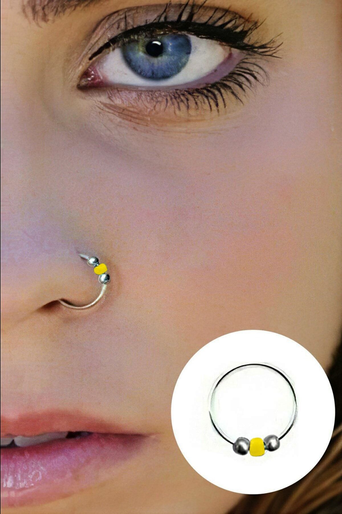 Begonia Accessories 925 Sterling Silver Three Ball Yellow Beaded