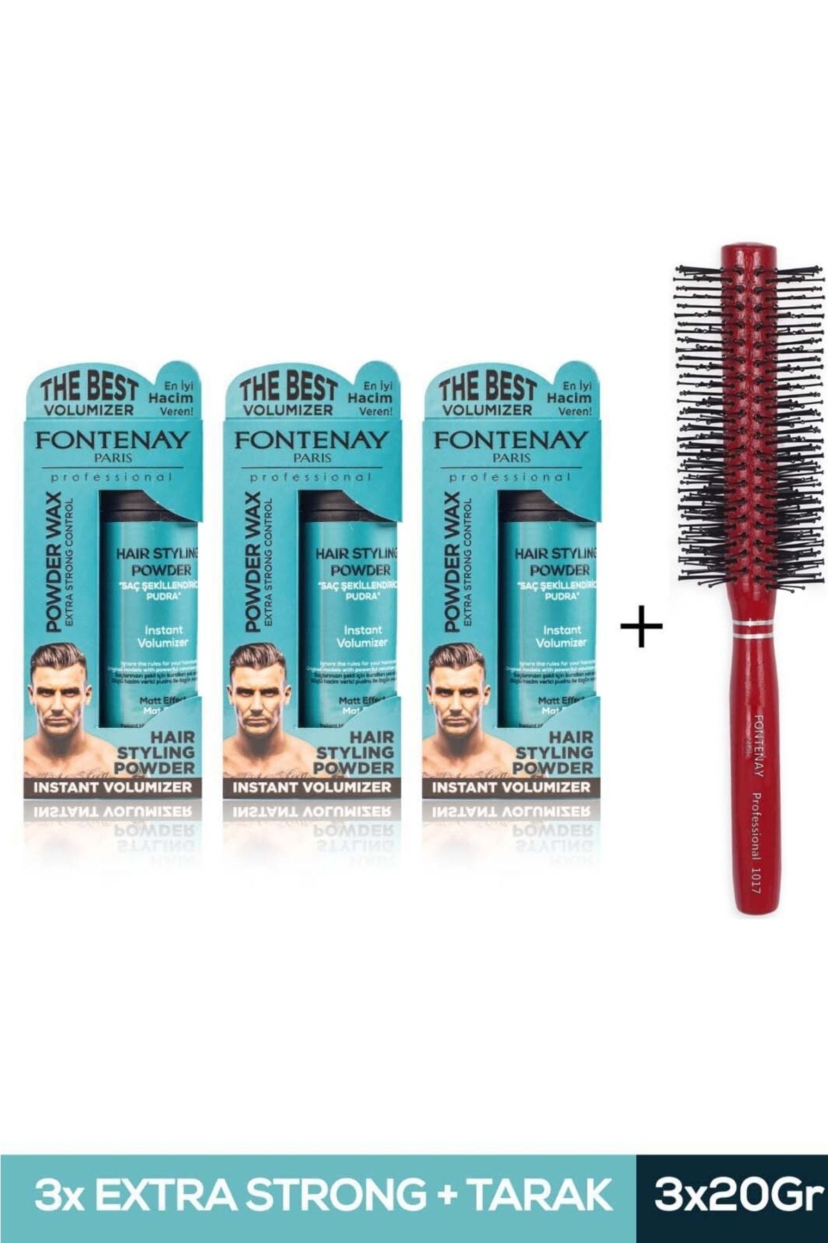 Fontenay Saç Şekillendirici Pudra Toz Wax Mat Effect X3 Profesyonel Saç Fırçası 1017 4'lü Set