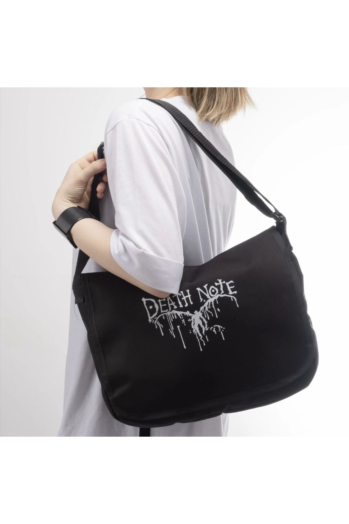 Gofeel-Large Black Death Note Printed Messenger Bag 3