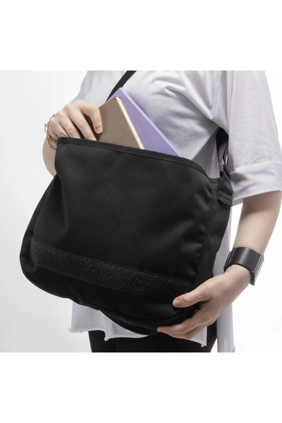 Gofeel-Large Black Death Note Printed Messenger Bag 4