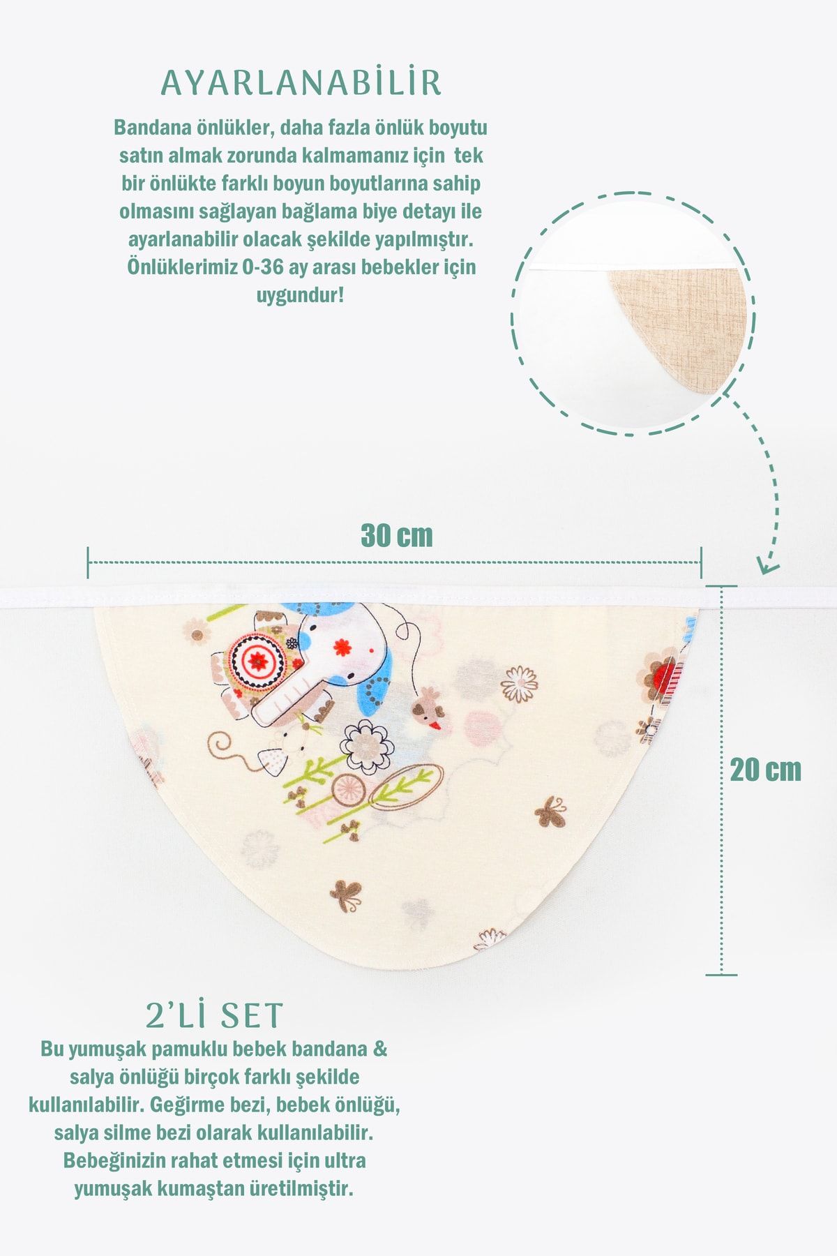 mordesign Baby Bib, универсальный подгузник для слюней, детский шейный шарф, серия Animal, кремовый TYC00692297251