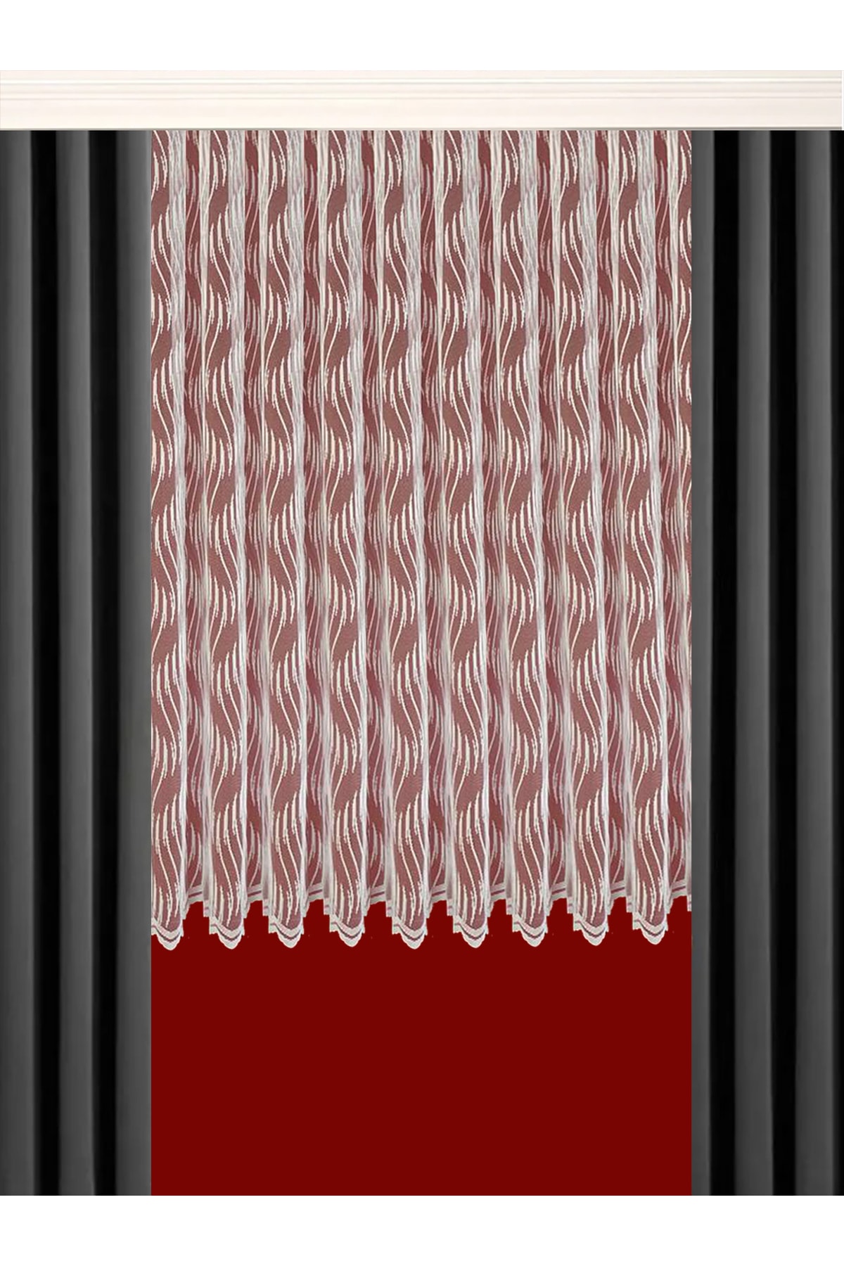 Seyfioğulları Tekstil Seyfioğulları Petek Üstü Kısa Tül Perde 1/2 Kat Pile Spiral Desen