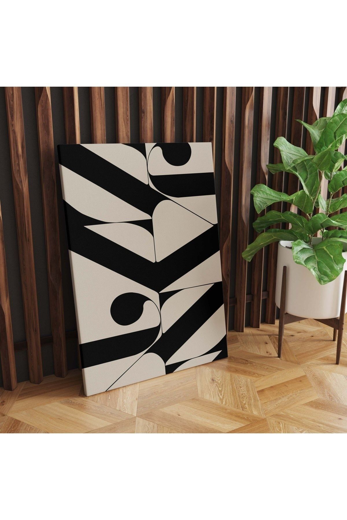 RUGSMODERN Kanvas Tablo Soyut Tema Harfli Bej Siyah 50