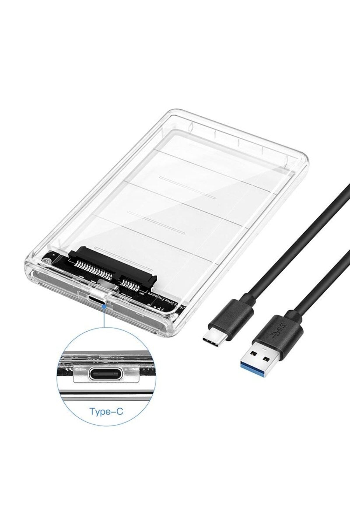 Apera Gn-66 Şeffaf 2.5 İNç Sata Harddisk Kutusu 3.1 Type-C - Sabit Diski Taşınabilir Disk Yapar