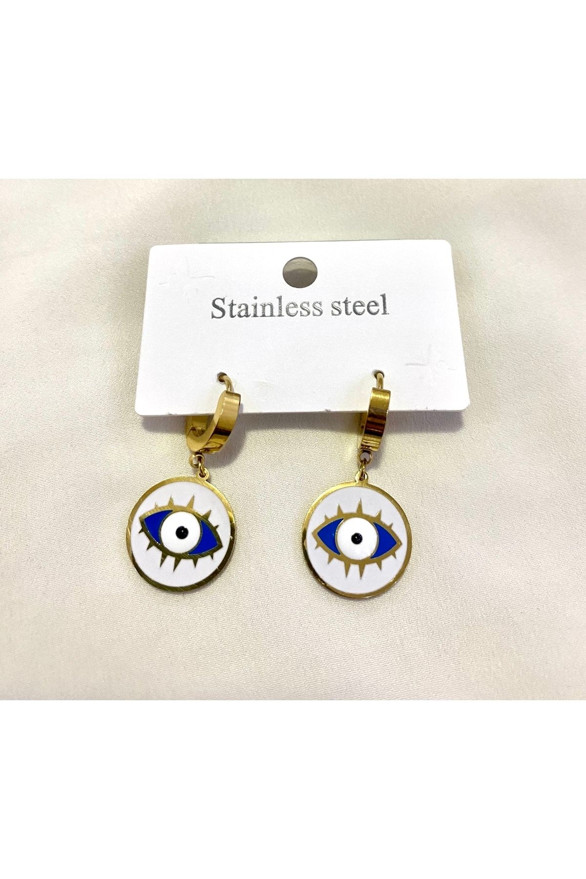 Emila Accessory-Eye Patterned Steel Design Earrings 1