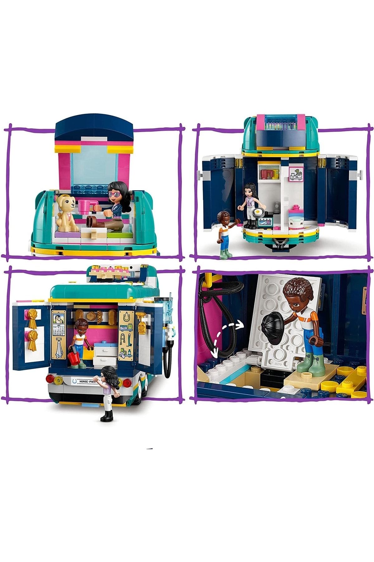 LEGO لگو تریلر نمایش اسب دوستان 41722 سواری با تجهیزات اسب سواری برای کودکان 8 سال به بالا