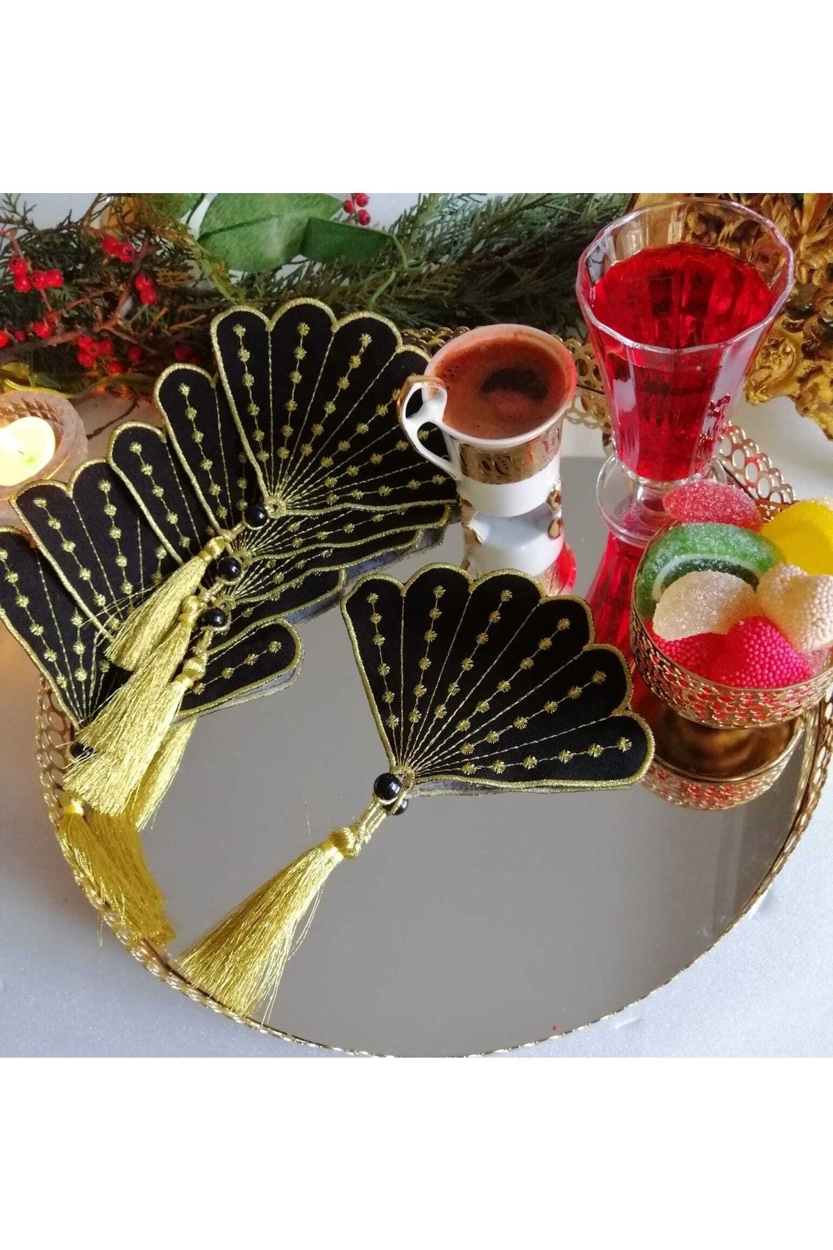 Lady Rio Șervețel De Cocktail, Șervețel De Prezentare, Șervețel Brodat (6 Bucăți) - Mărime unică