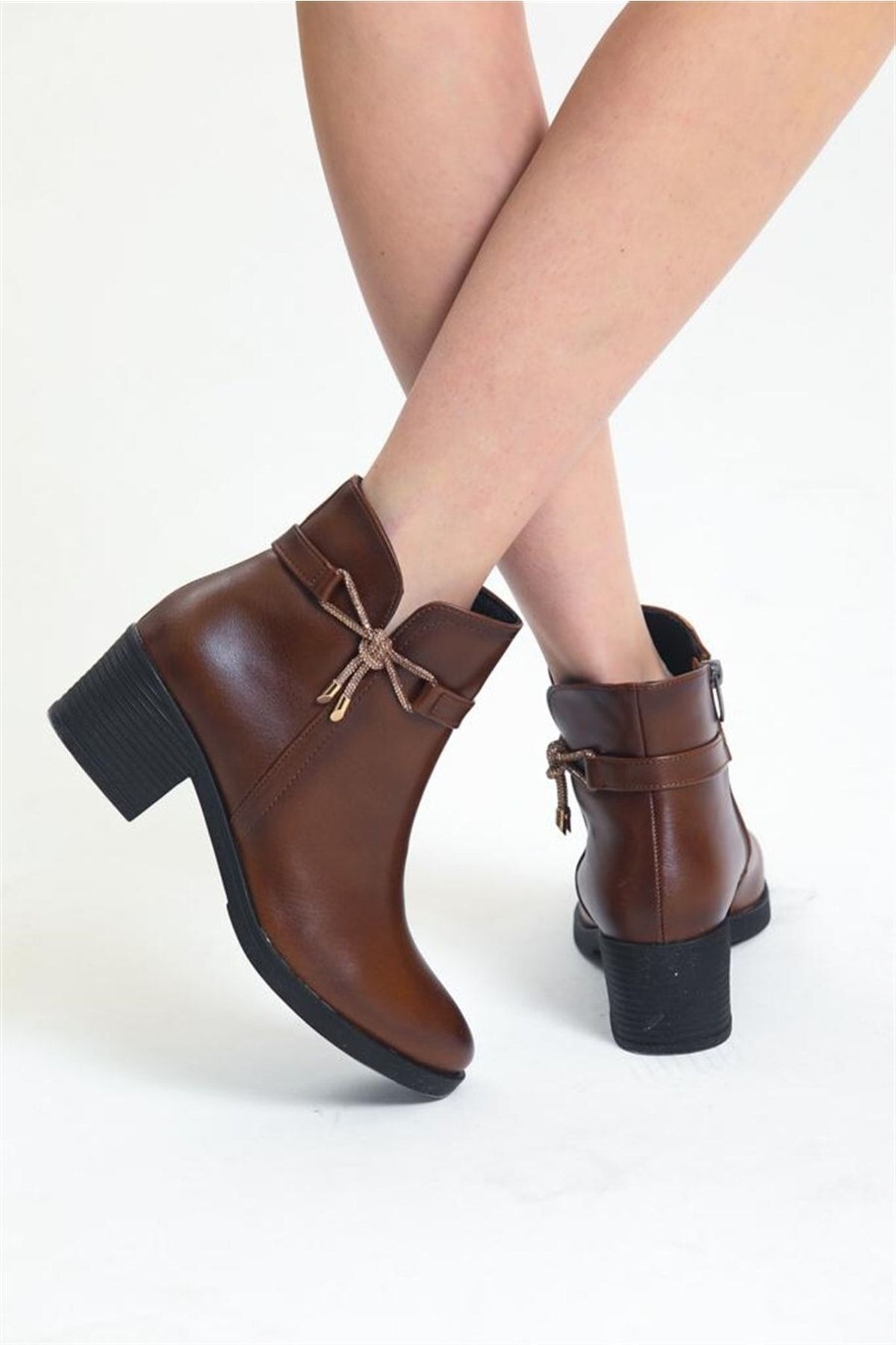 lady classy Ankle Boots Brown Block Trendyol