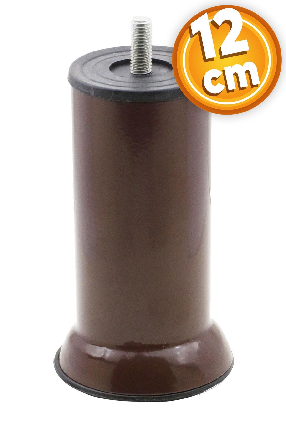 Badem10 Mobilya Metal Kanepe Baza Koltuk Destek Ayağı M8 Civata Kahvrengi Metal Ayak 12 Cm