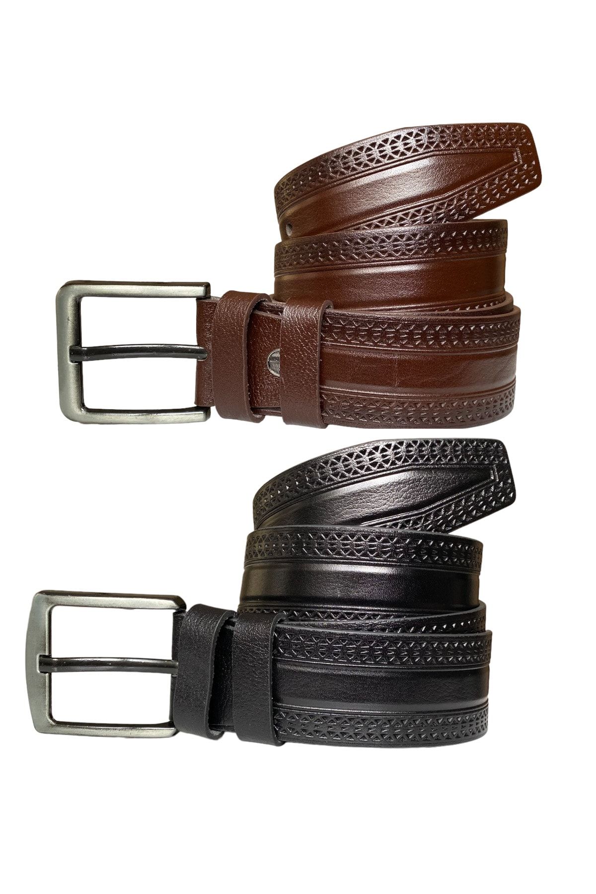 %100 Hakiki Deri 2'li Set 4.5 Cm Tek Parça Kot,spor Kemer Siyah, Kahverengi