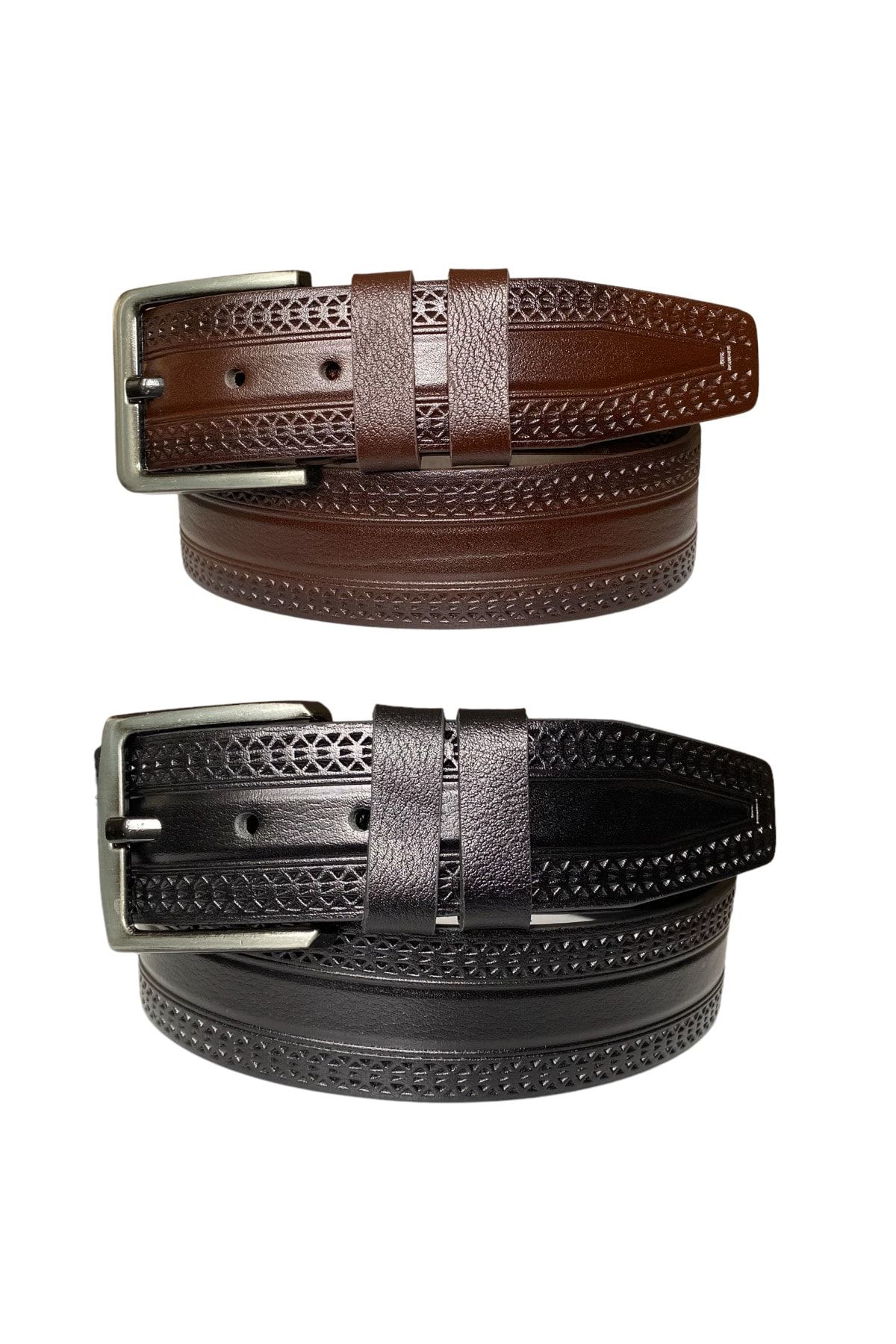 %100 Hakiki Deri 2'li Set 4.5 Cm Tek Parça Kot,spor Kemer Siyah, Kahverengi