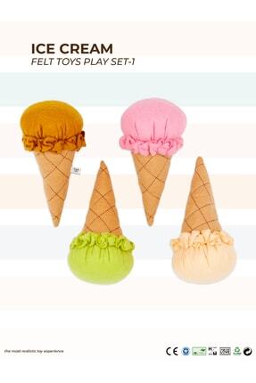 MOTHER AND TOYS Keçe Oyuncak - Dondurma Oyun Seti - Muz Karamel Çilek Tuttifu...