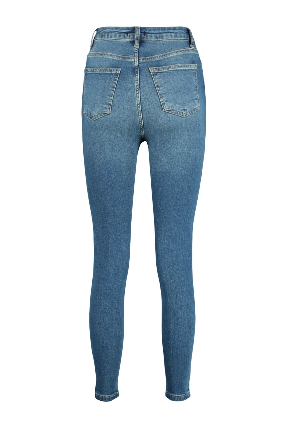Trendyol Collection-Dark Blue Super High Waist Skinny Jeans TWOSS22JE0560 8