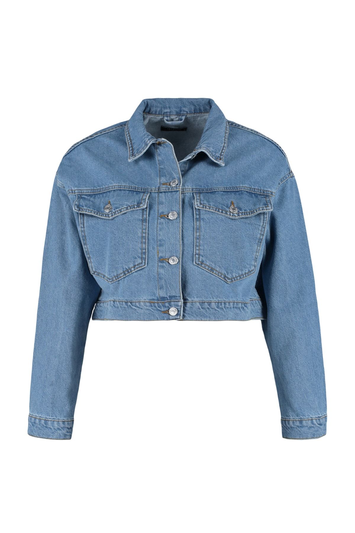 TRENDYOLMİLLA Mavi Crop Denim Ceket TWOSS22CE0237 ZN8261