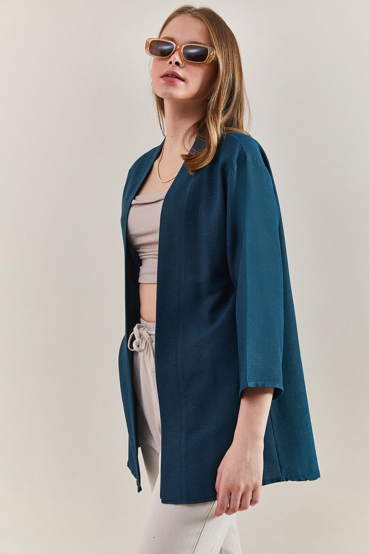 Denim kimono top jacket womens