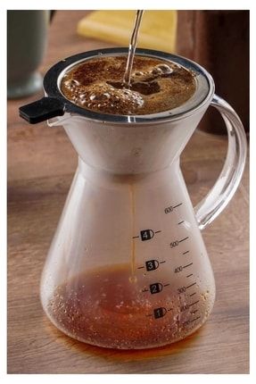 Borosilikat Cam Kahve Demlik Metal Süzgeçli - 600 Ml Filtre Kahve Demliği mprn-23121