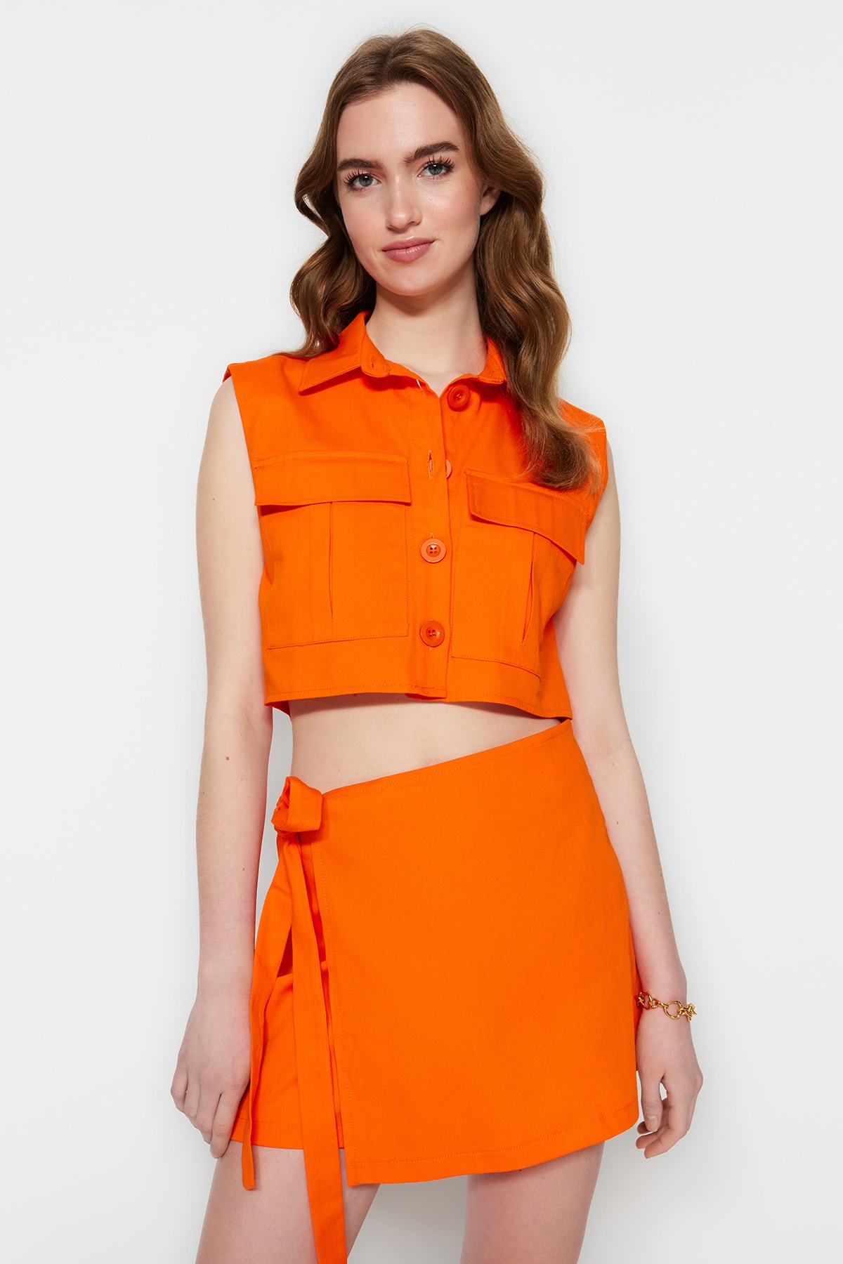 Trendyol Collection Shorts Orange Hoher Bund