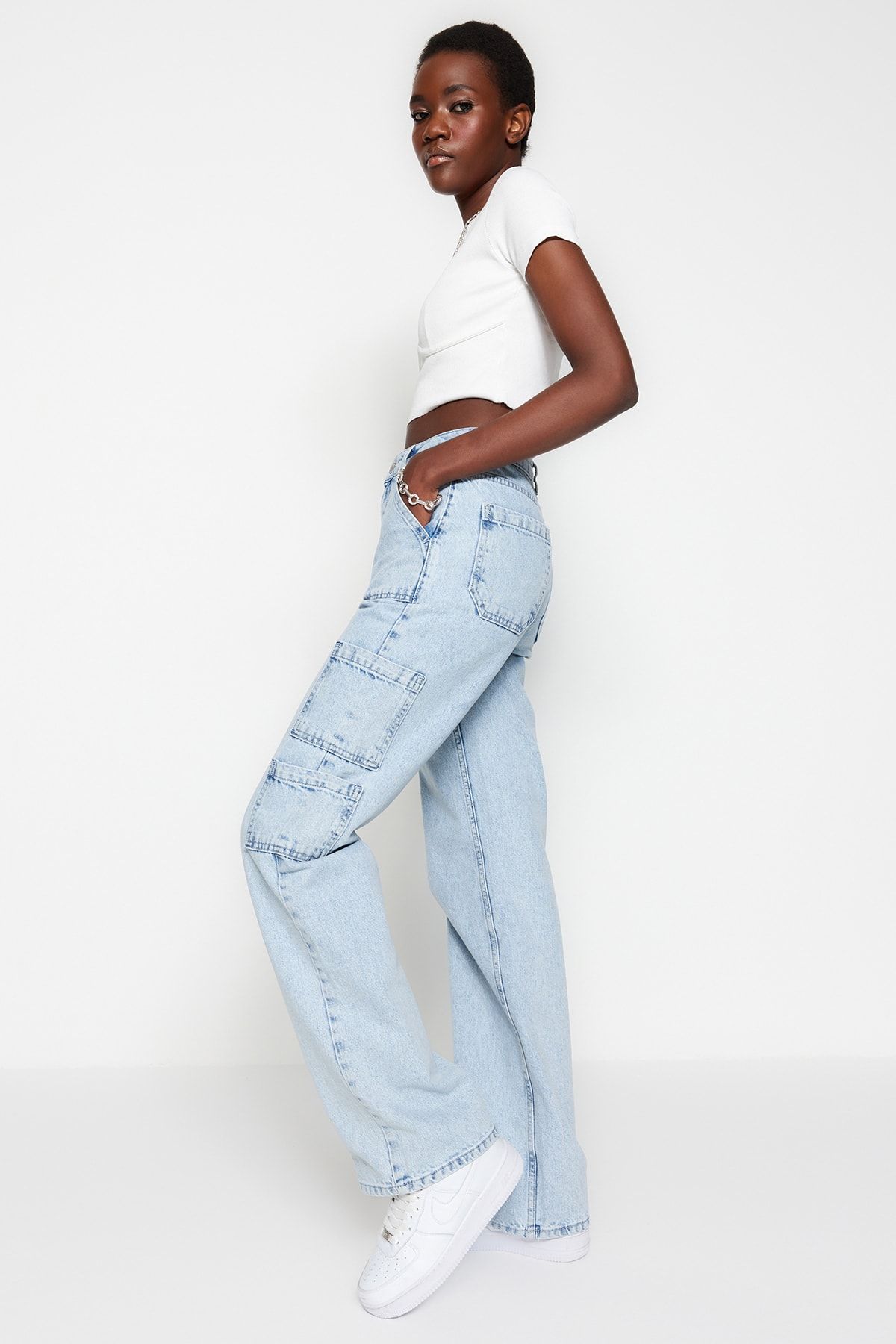 Trendyol Collection Jeans - Dark blue - Wide leg - Trendyol