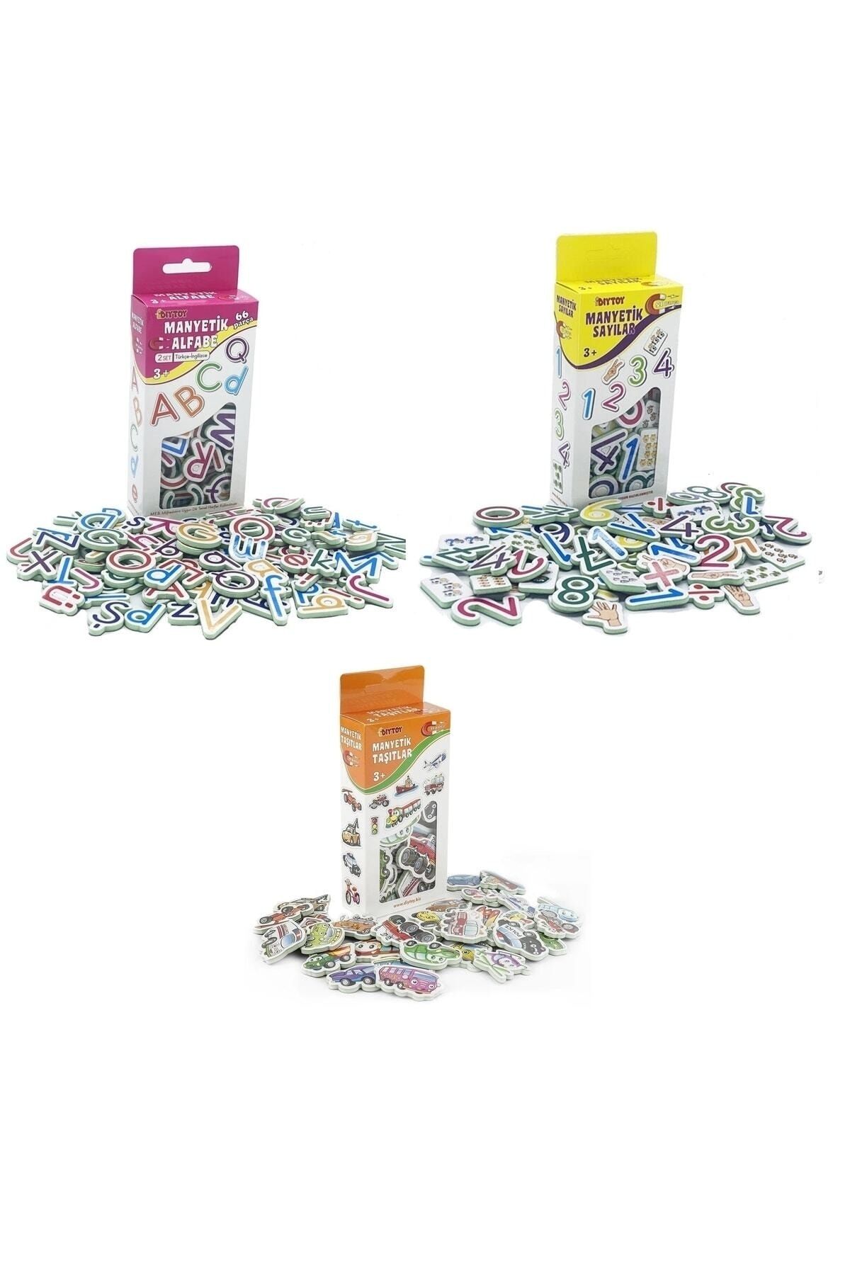 Mıknatıslı Aktivite Kartları Manyetik Sayılar + Alfabe + Taşıtlar Set 3+ Yaş 3lü Set