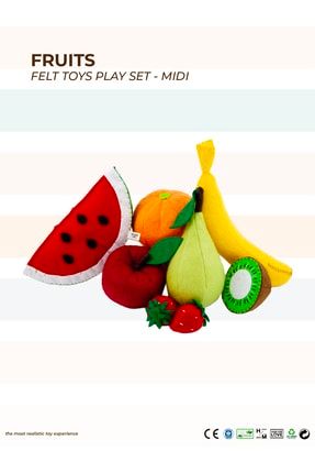 Keçe Oyuncak - Midi Meyve Oyun Seti - Felt Toys - %100 El Yapımı MTHRTYSMNV0301-2