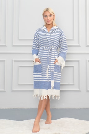 Dokubba Içi Havlu Dışı Peştemal Unisex Kullanıma Uygun Bornoz - Pamuklu Dokum...