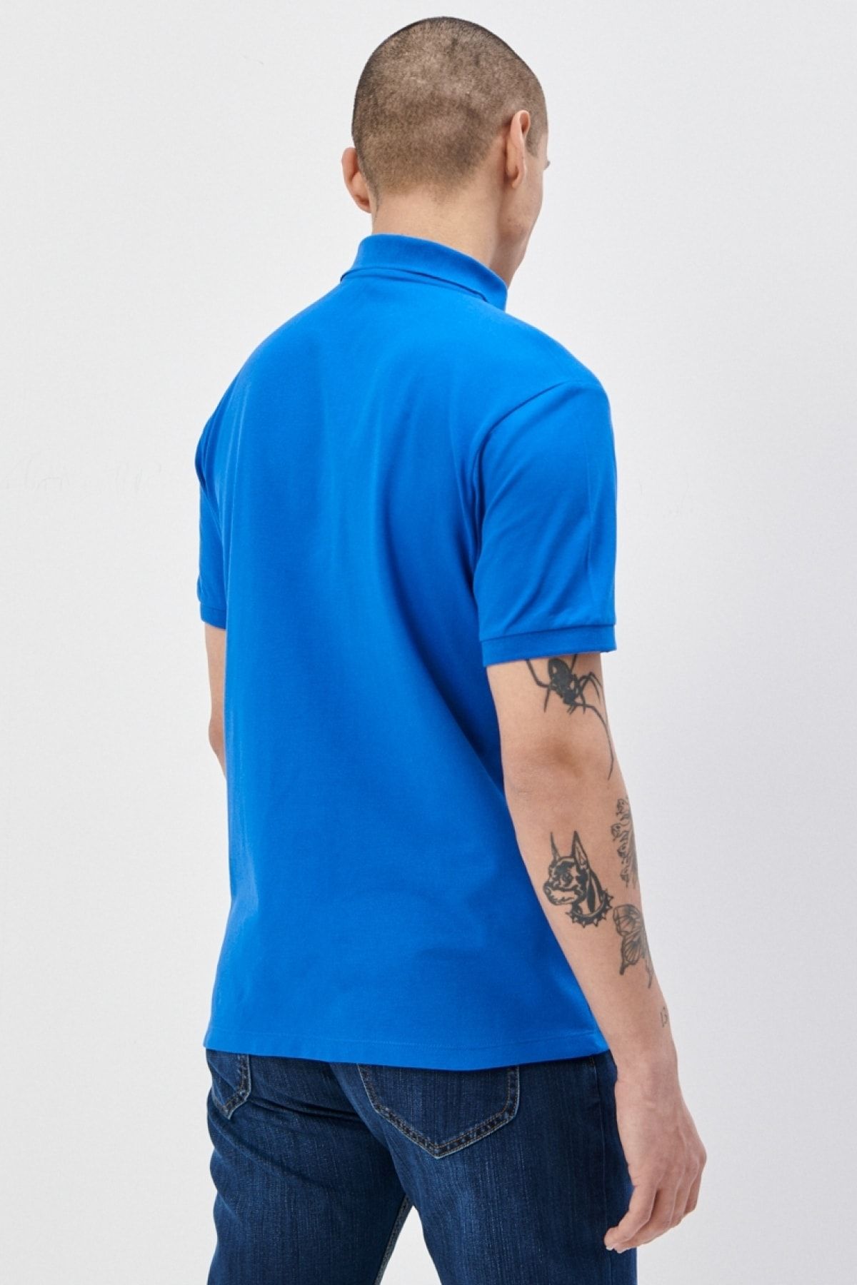 Lee به طور منظم مناسب برش طبیعی 100 ٪ چوگان Polo Yaka Saks Blue T shirt