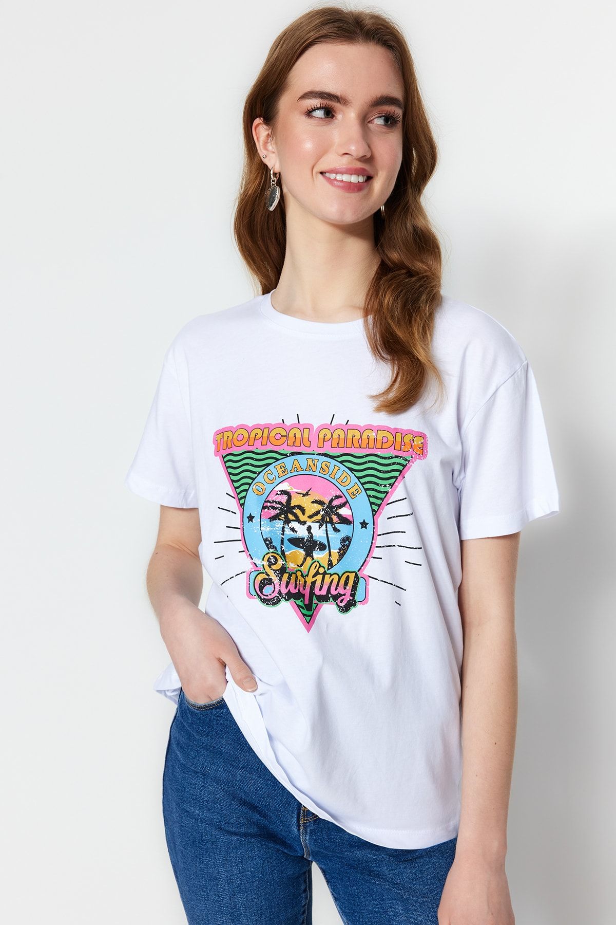Trendyol Collection T-Shirt Weiß Semi Fit