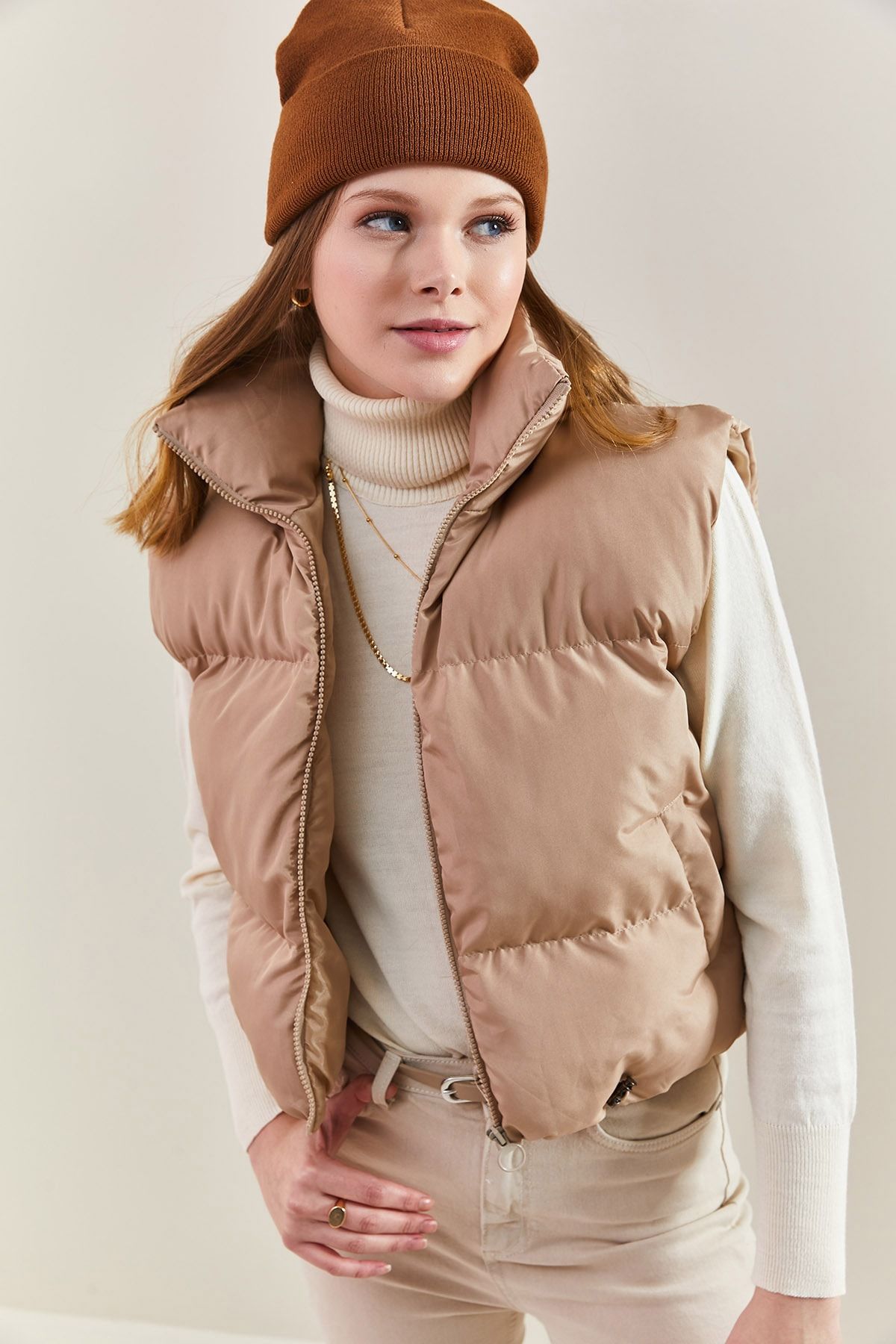 Bianco Lucci Weste Beige Puffer Fast ausverkauft