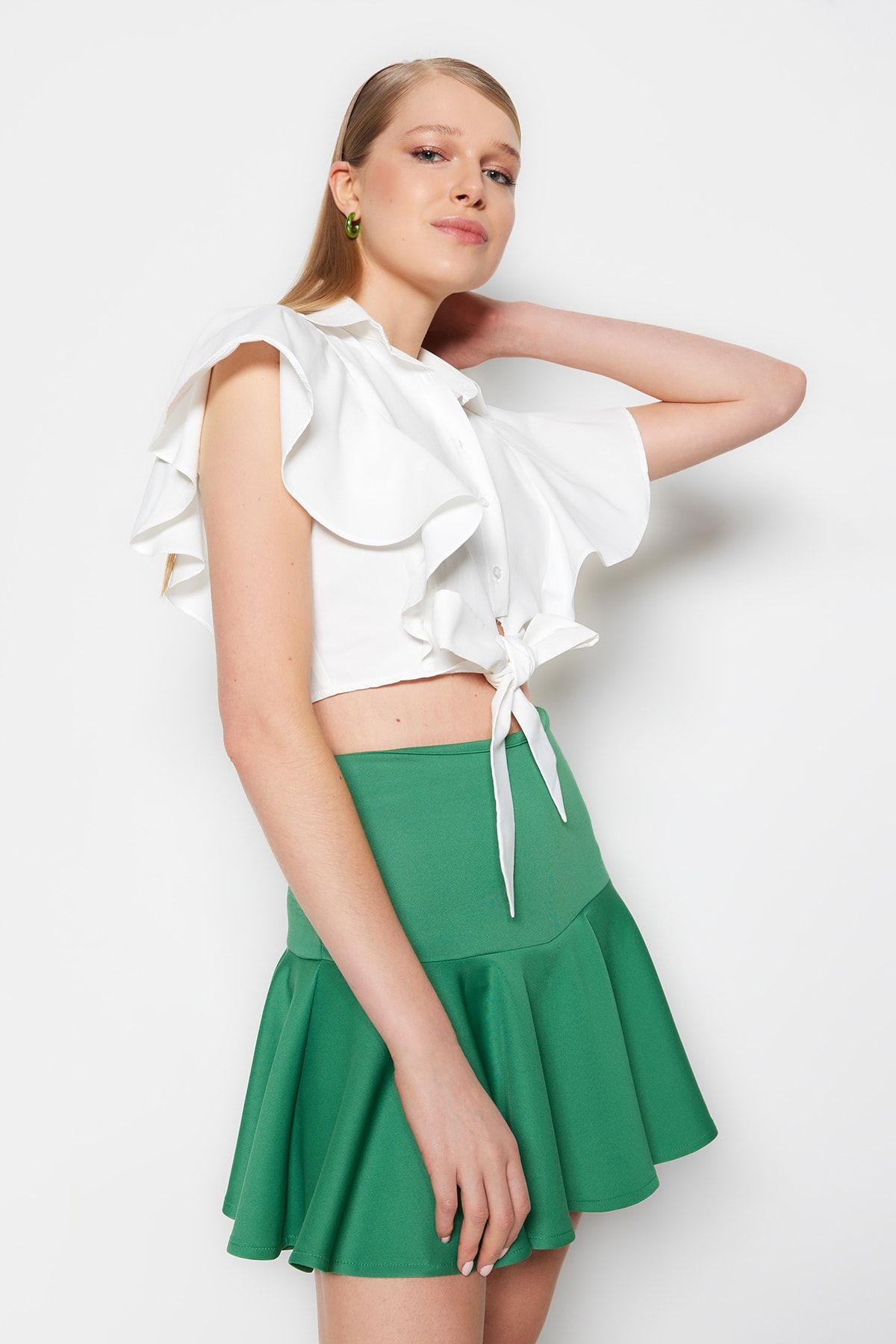 Trendyol Collection Hemd Ecru Figurbetont FN7286