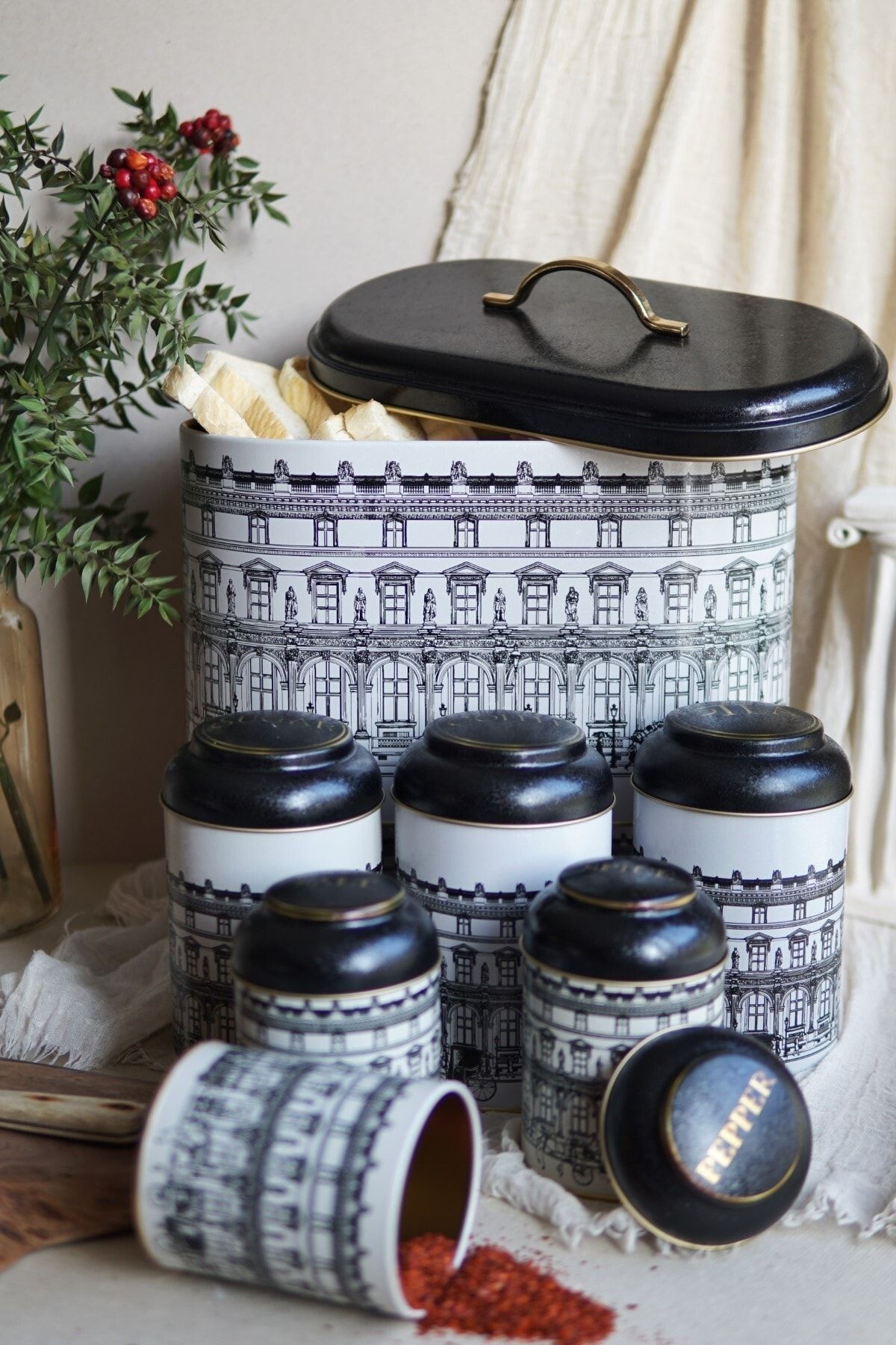 White Ceramic Oval Bread Bin