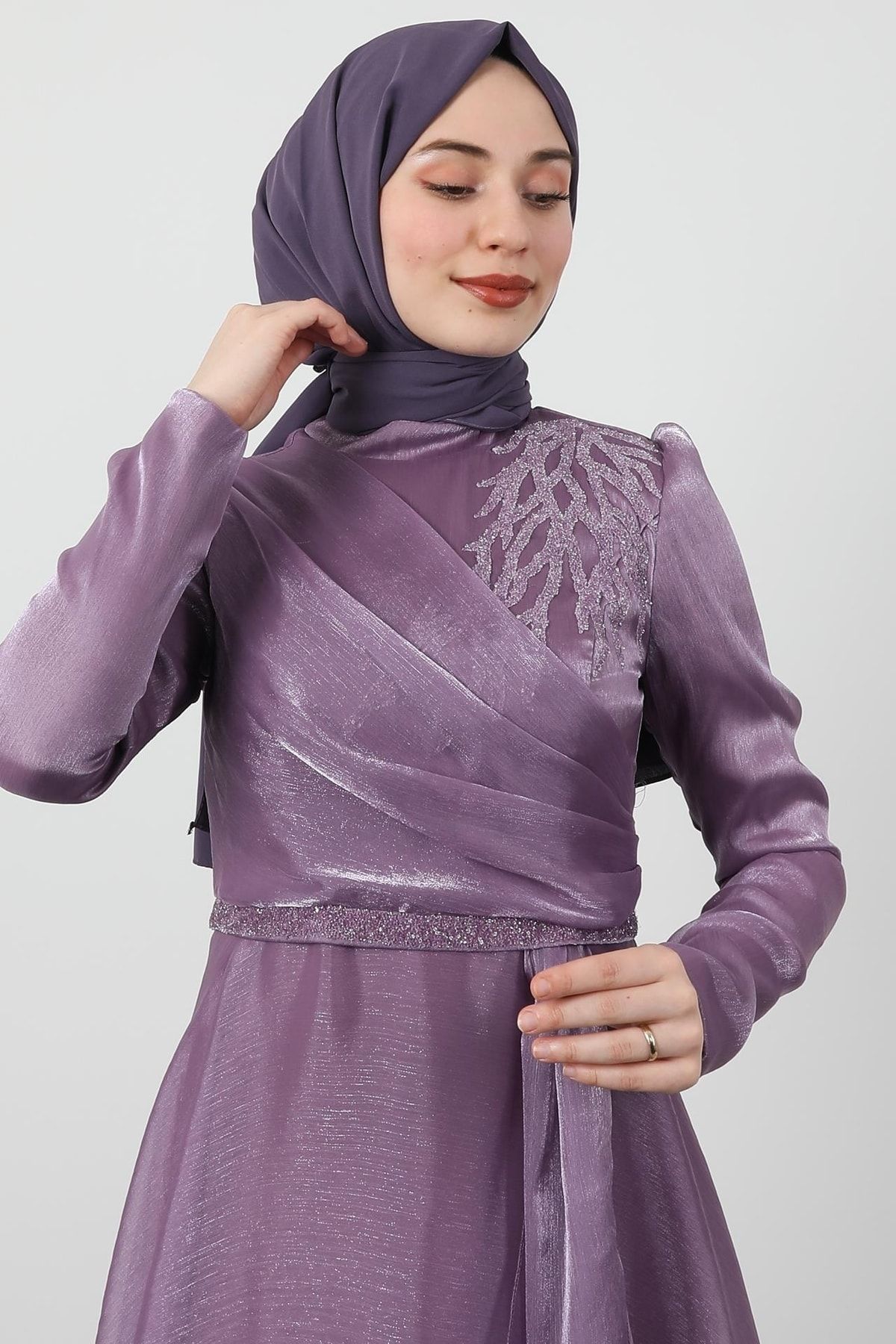 Giza Giyim-Eliza Hijab Evening Dress Lilac 5