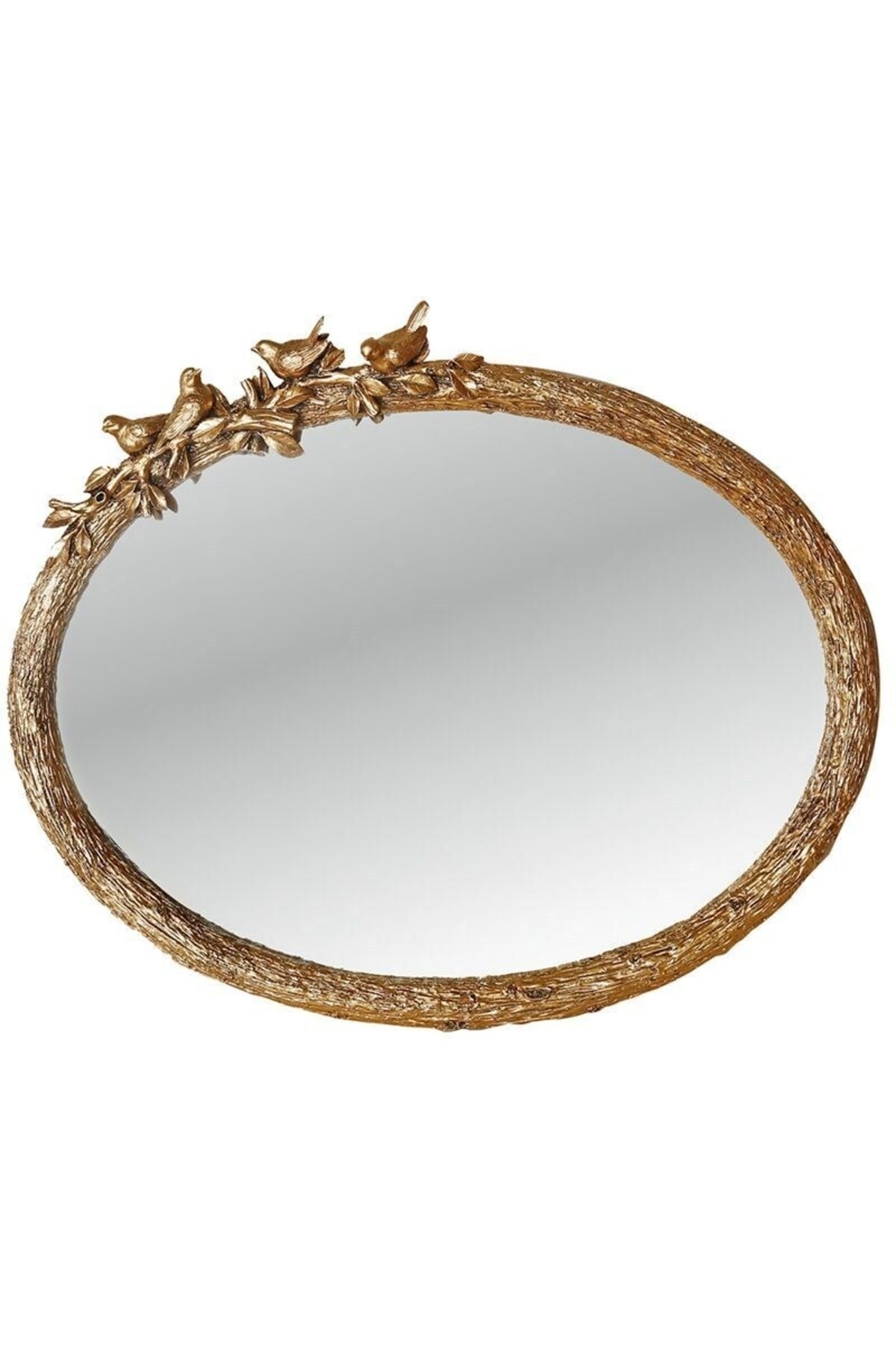 POMETİ Kuş Figürlü Dekoratif Ayna Altın