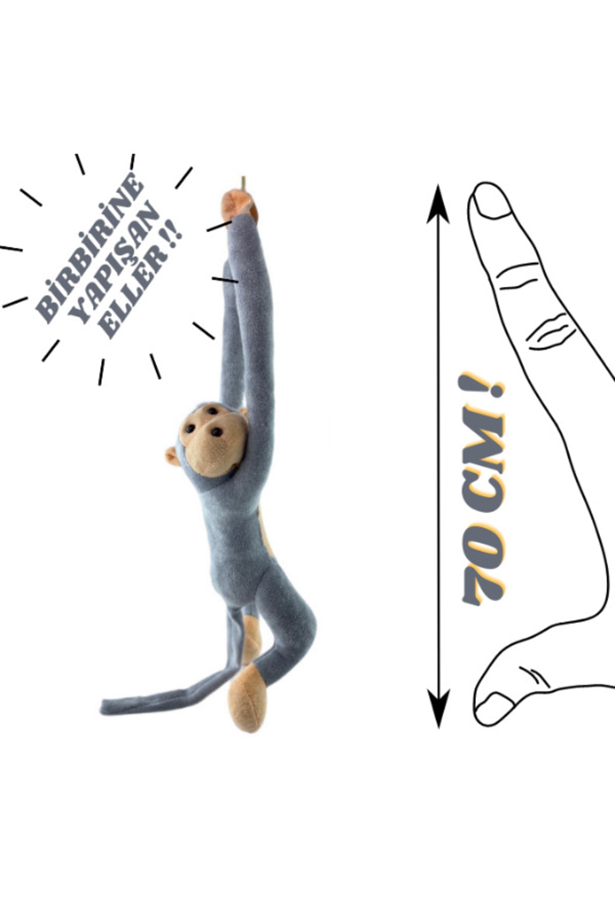 Plush Monkey Toy Cuddling Monkey with Sticky Hands and Sleeping Companion